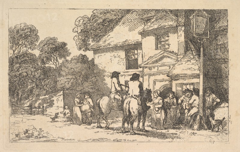 The Three Horseshoes, a Roadside Inn, December 18, 1787. Creator: Thomas Rowlandson.