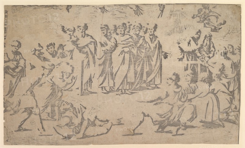 The death of Ananias surrounded by Apostles, 1518. Creator: Ugo da Carpi.