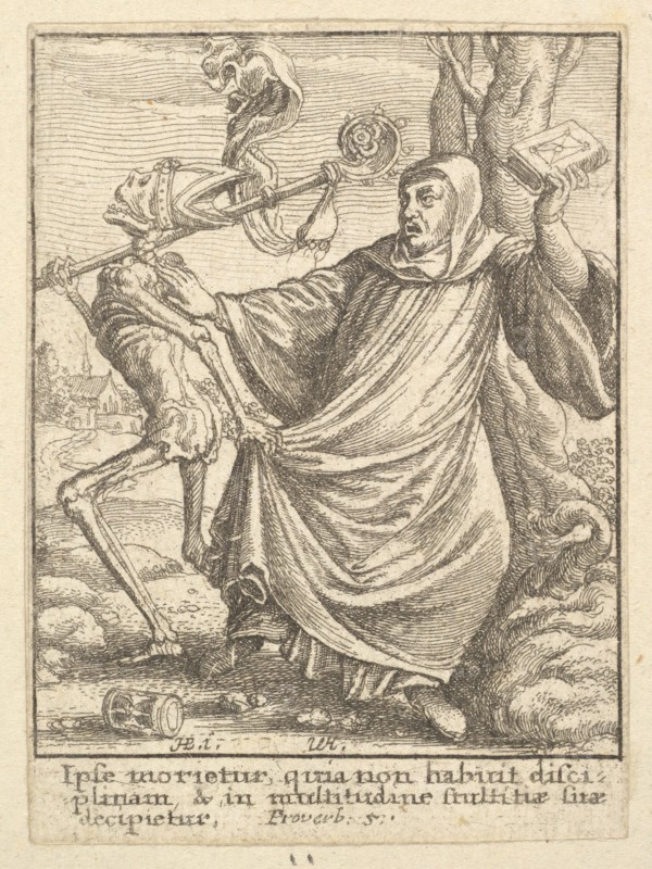Abbot, from the Dance of Death, 1651. Creator: Wenceslaus Hollar.