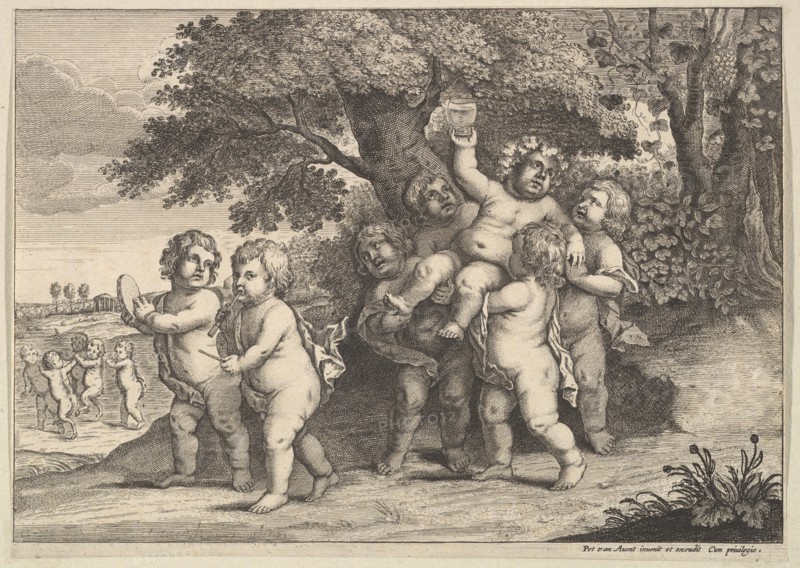Seven Boys, 1625-77. Creator: Wenceslaus Hollar.