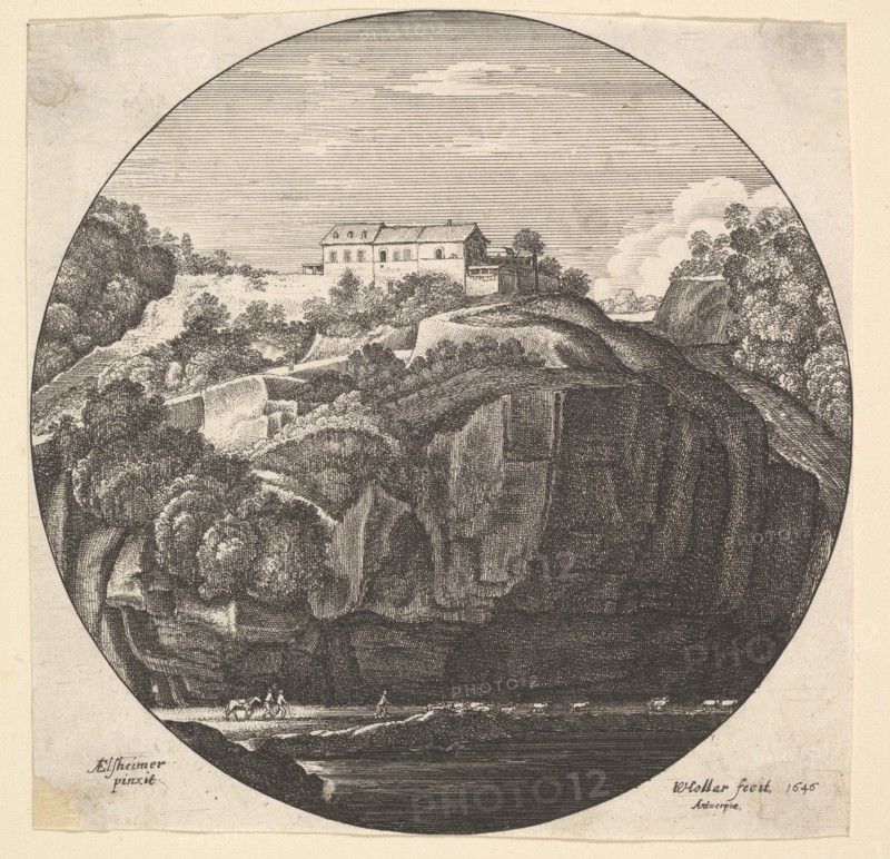 Landscape with a house on cliffs, 1646. Creator: Wenceslaus Hollar.