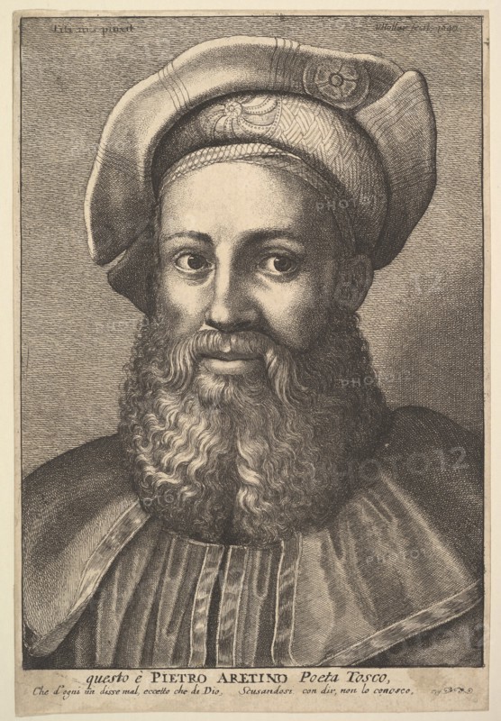 Pietro Aretino, 1647. Creator: Wenceslaus Hollar.