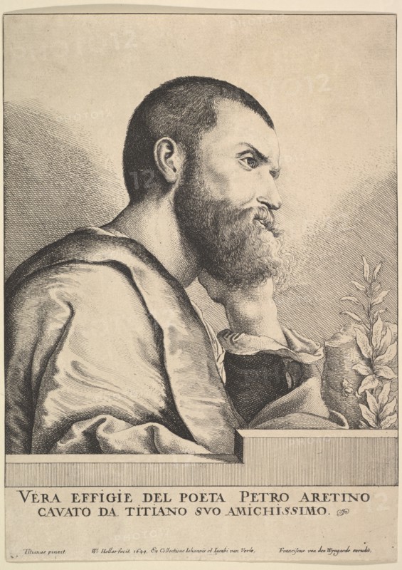 Pietro Aretino, 1649. Creator: Wenceslaus Hollar.