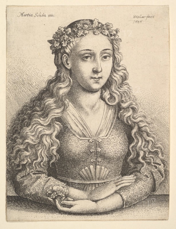 Woman with a Wreath of Oak Leaves, 1646. Creator: Wenceslaus Hollar.