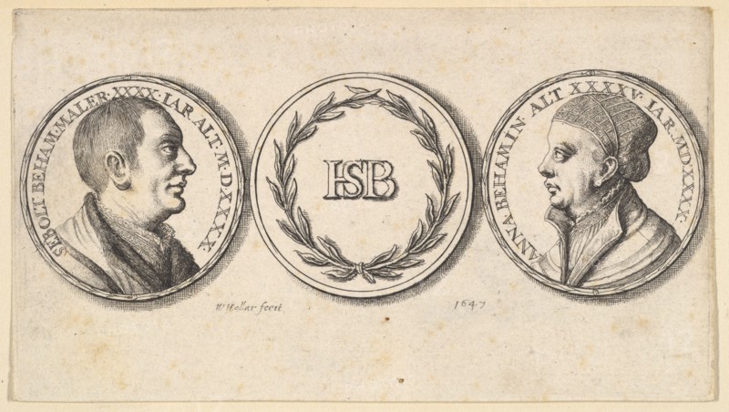 Medallions with portraits of Sebald Beham and Anna Beham, 1647. Creator: Wenceslaus Hollar.