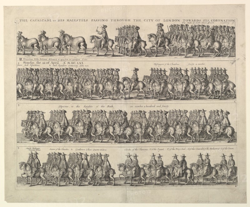 Coronation Procession of Charles II Through London, 1662. Creator: Wenceslaus Hollar.