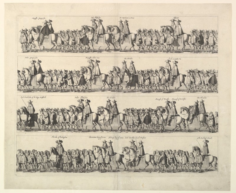 Coronation Procession of Charles II Through London, 1662. Creator: Wenceslaus Hollar.