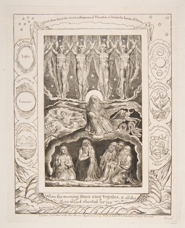 The Creation, from Illustrations of the Book of Job, 1825-26. Creator: William Blake.