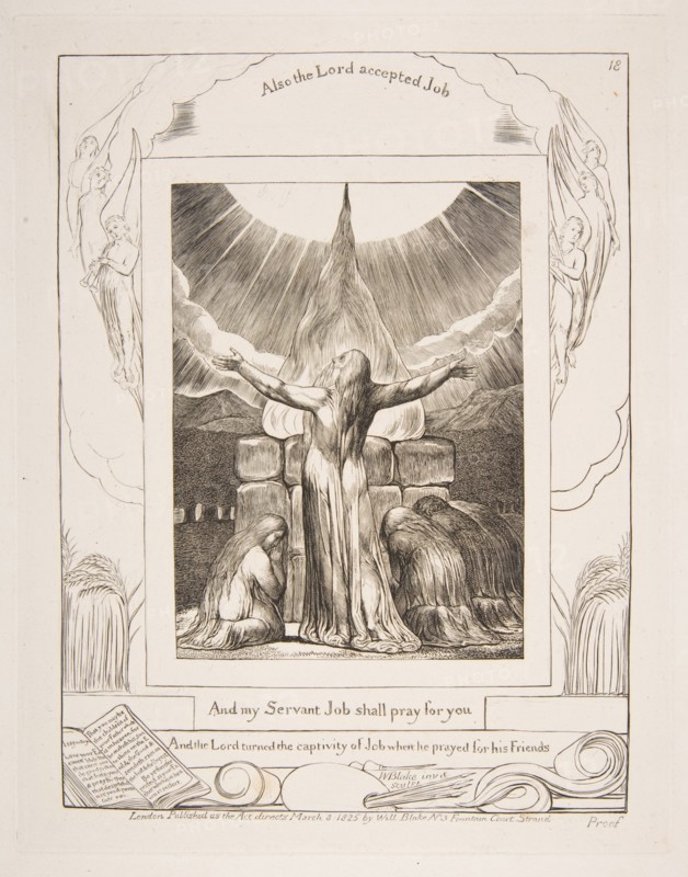Job's Sacrifice, from Illustrations of the Book of Job, 1825-26. Creator: William Blake.