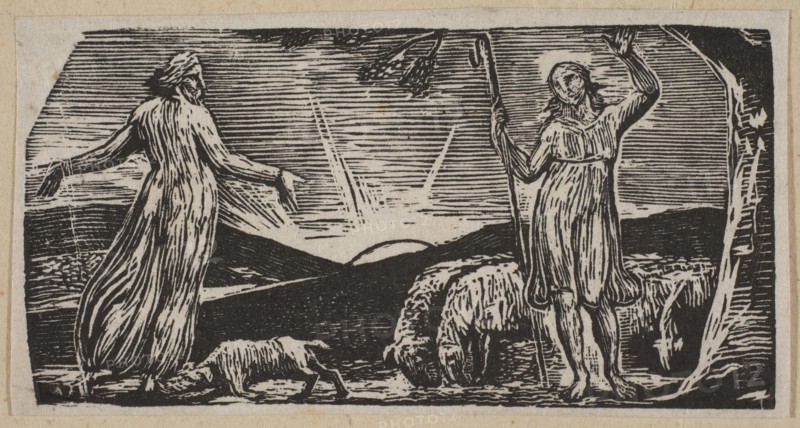 Thenot Remonstrates With Colinet, from Thornton's Pastorals of Virgil, 1821. Creator: William Blake.
