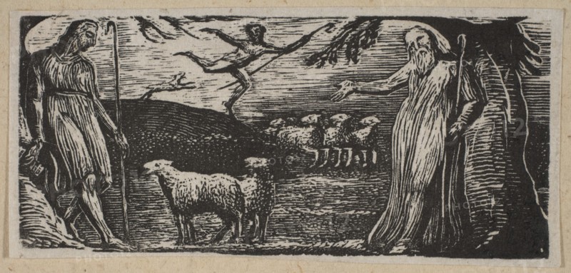 Thenot Remonstrates with Colinet, Lightfoot in the Background, from Thornton's Pastorals o..., 1821. Creator: William Blake.
