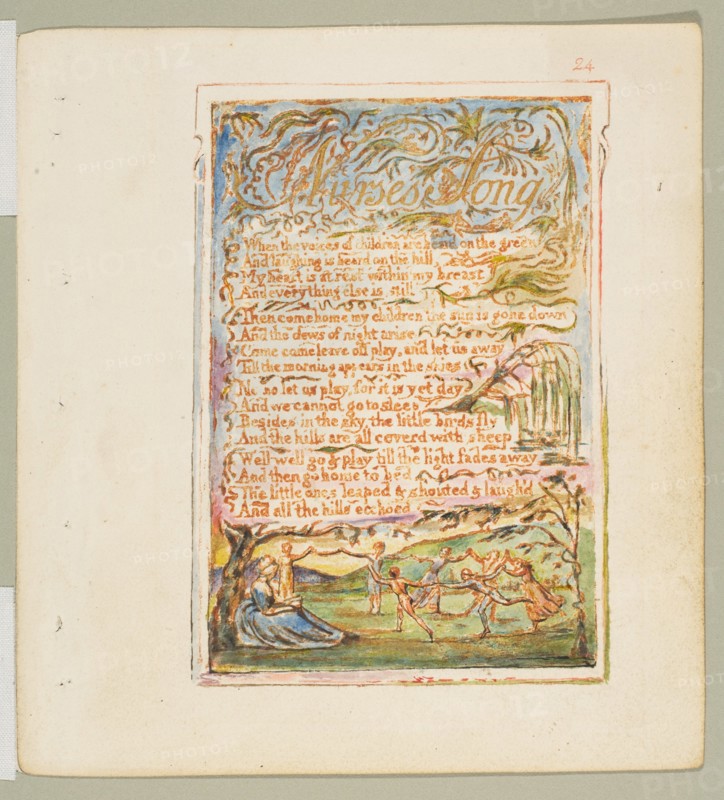 Songs of Innocence and of Experience: Nurse's Song, ca. 1825. Creator: William Blake.