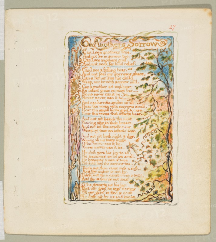 Songs of Innocence and of Experience: On Anothers Sorrow, ca. 1825. Creator: William Blake.