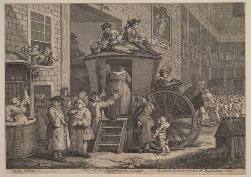 The Stage Coach, or The Country Inn Yard, 1747. Creator: William Hogarth.