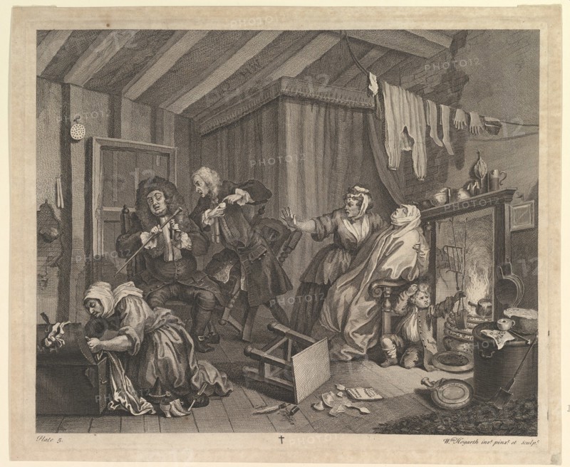 A Harlot's Progress, Plate 5, April 1732. Creator: William Hogarth.