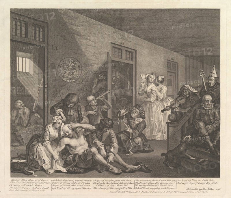 A Rake's Progress, Plate 8, [June 25, 1735] reissued 1763. Creator: William Hogarth.