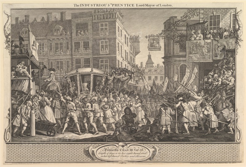 The Industrious 'Prentice Lord Mayor of London: Industry and Idleness, plate..., September 30, 1747. Creator: William Hogarth.