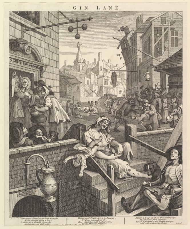 Gin Lane, February 1, 1751. Creator: William Hogarth.