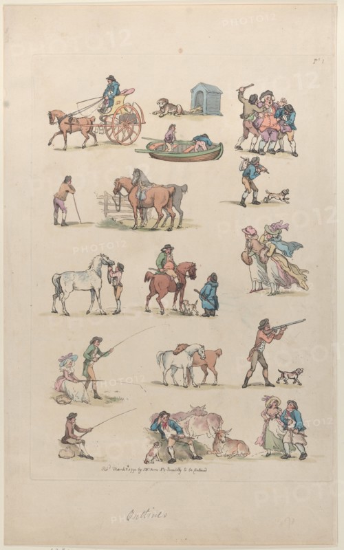 Plate 1, Outlines of Figures, Landscapes and Cattle...for the Use of Learners, March 8, 1790.