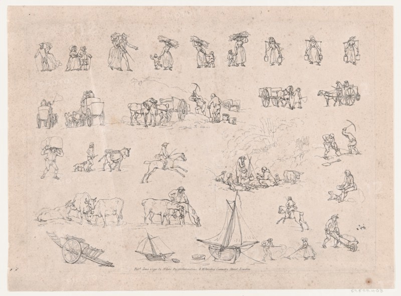 Plate 2, Outlines of Figures, Landscapes and Cattle...for the Use of Learners, June 1, 1790.