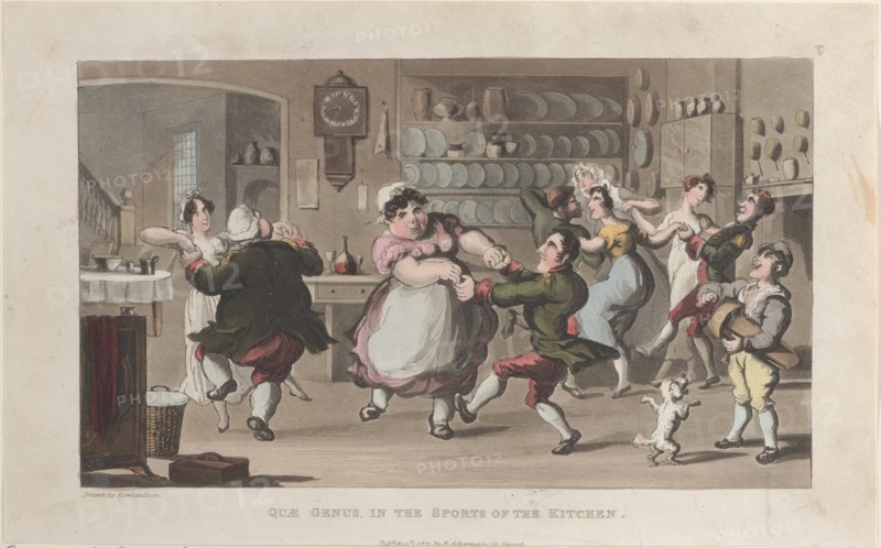 Quae Genus, in the Sports of the Kitchen, from "The History of Johnny Quae Genus, The Little Foundling of the Late Doctor Syntax", August 1, 1821.