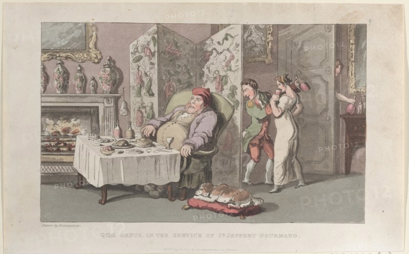 Quae Genus, in the Service of Sr. Jeffery Gourmand, from "The History of Johnny Quae Genus, The Little Foundling of the Late Doctor Syntax", August 1, 1821.