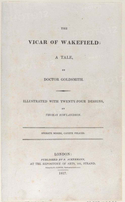Title page, from "The Vicar of Wakefield", 1817.