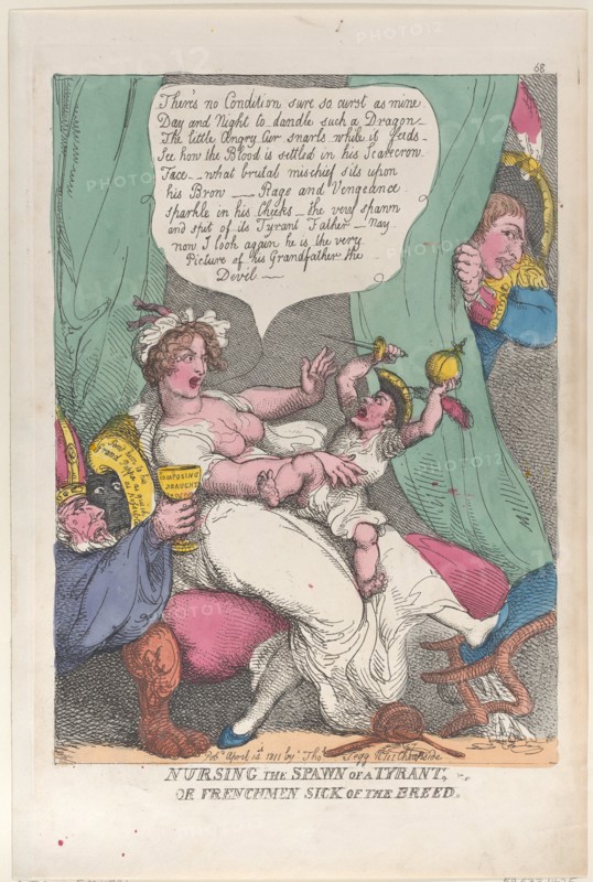 Nursing the Spawn of a Tyrant, April 14, 1811., April 14, 1811. Creator: Thomas Rowlandson.