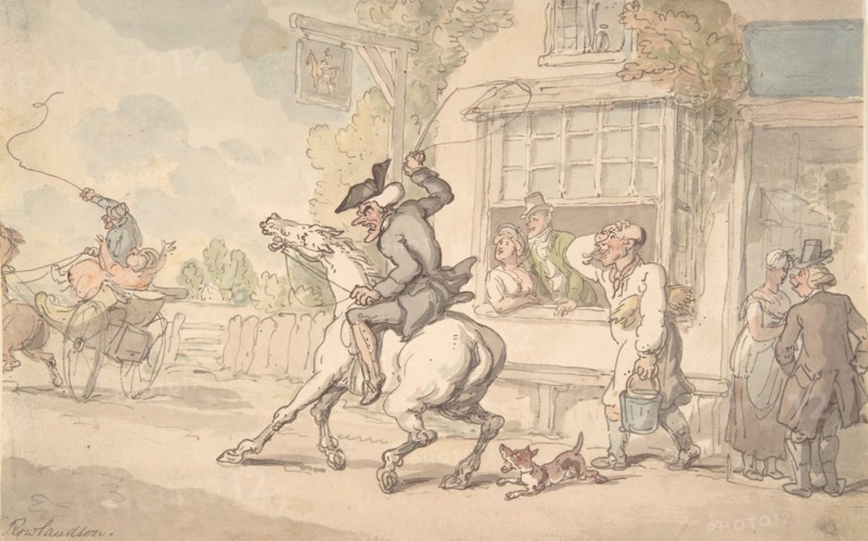 Dr. Syntax with a Balky Horse Before an Inn