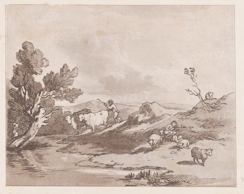 Landscape with a Figure Herding Cattle to Water