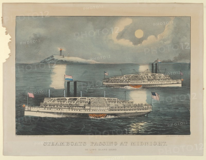 Steamboats Passing at Midnight - On Long Island Sound