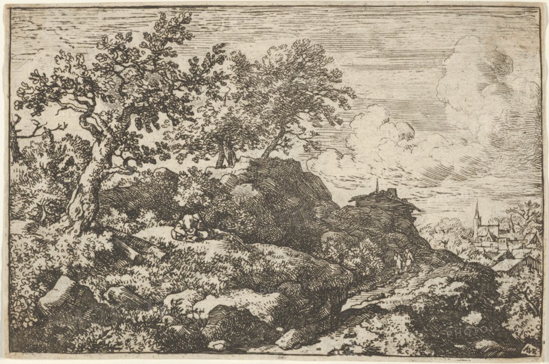The Two Peasants Seated on the Hill. Third state of three