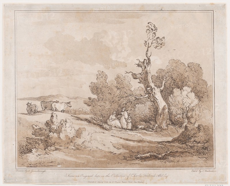 Landscape with Figures Collecting Wood Beneath Gnarled Trees