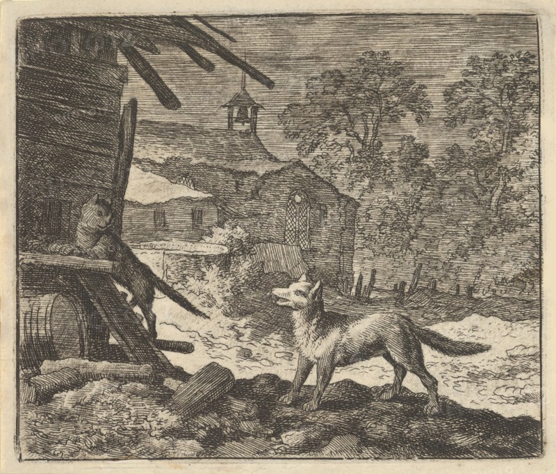 The Cat Climbs a Barn. From Hendrick van Alcmar's Renard The Fox