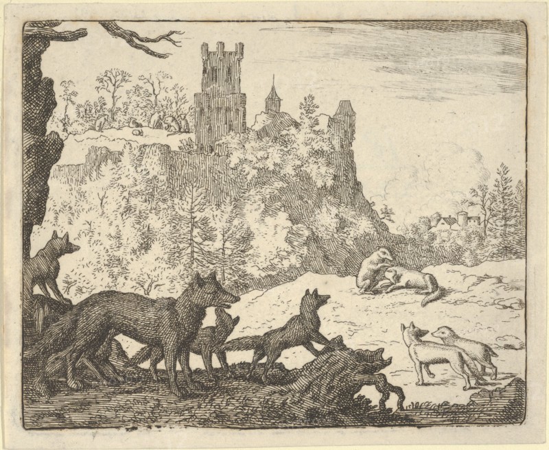 Renard Leaves with the badger. From Hendrick van Alcmar's Renard The Fox