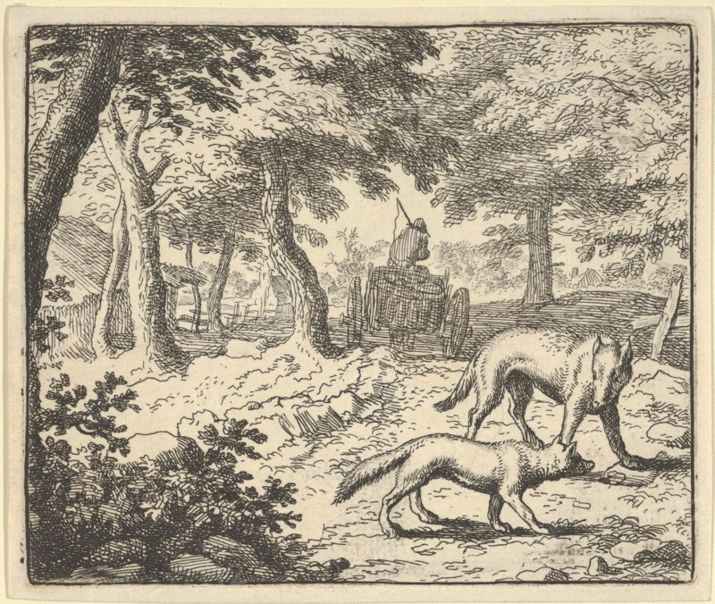 The Wolf Accuses Renard of Eating the Fish that He Stole. From Hendrick van Alcmar's Renard The Fox