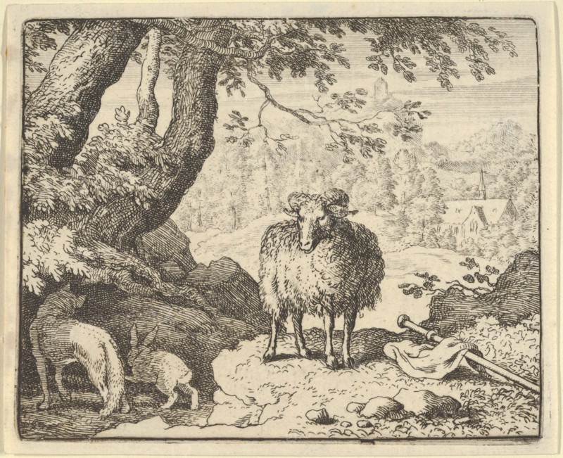 Renard Convinces the Rabbit to Enter His Burrow and Kills Him. From Hendrick van Alcmar's Renard The Fox