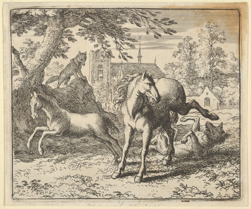 Renard Goes with the Badger to Court to Appease the Lion's Anger. From Hendrick van Alcmar's Renard The Fox
