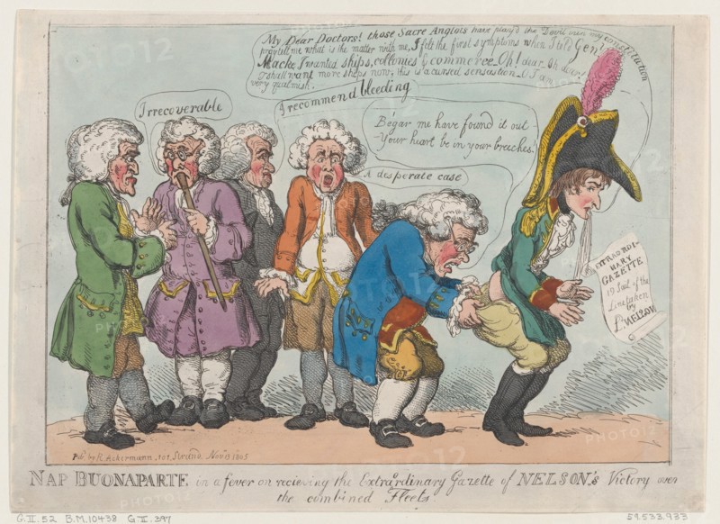 Nap Buonaparte in a Fever on Receiving the Extraordinary Gazette of Nelson's Victory Over the Combined Fleets