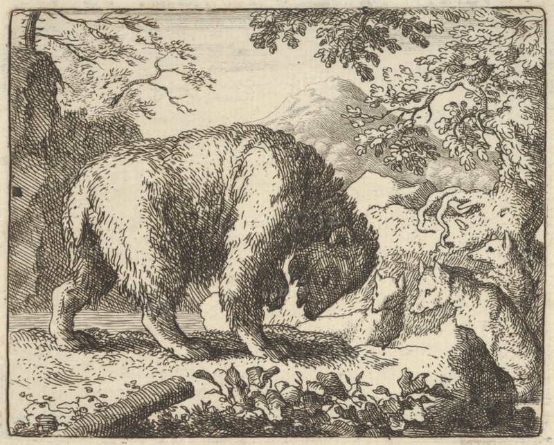 Renard Promises the Bear to Take Him to a Place Where He Will Find Honey. From Hendrick van Alcmar's Renard The Fox