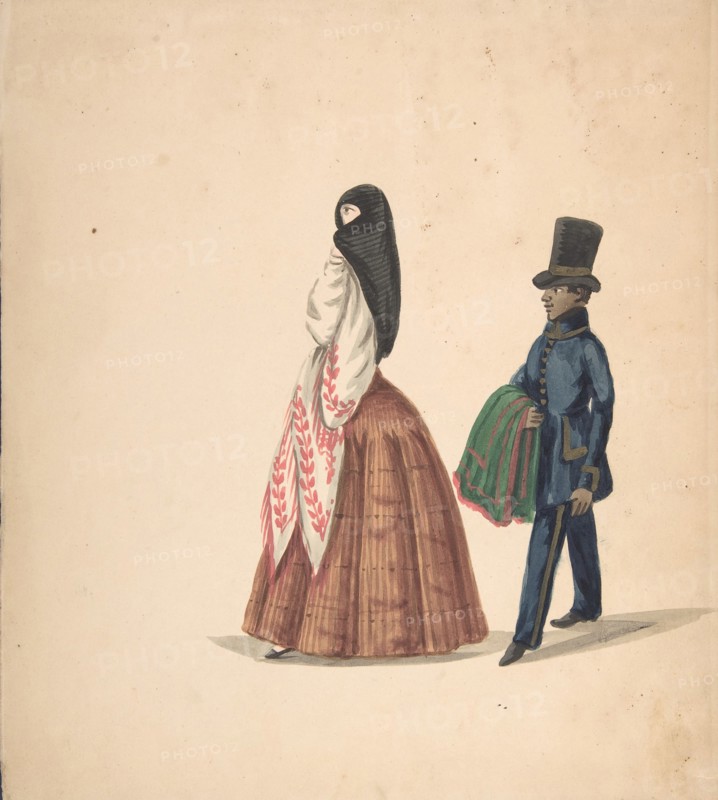 A Woman, Followed by Her Servant, 1840-50.
