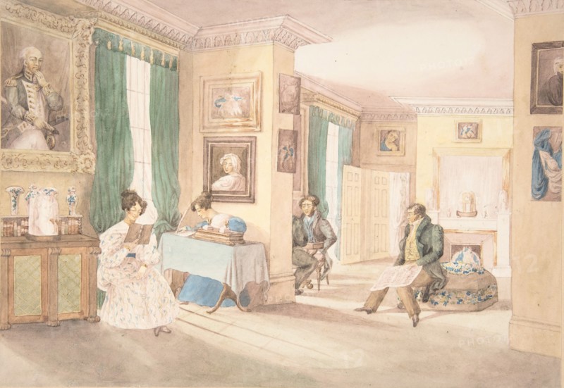 An Interior at Hatton, Warwickshire, 1820-30.