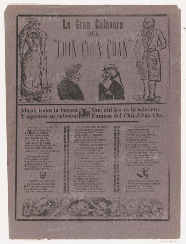 Broadsheet relating to the great calavera of the Chin-Chun-Chan, a zarzuela (traditional form of musical comedy), 1904.