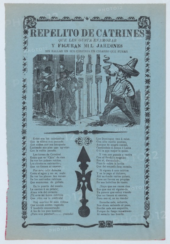 Broadsheet relating to womanizers who are standing on a corner looking up at a woman on a balcony, ca.1904.
