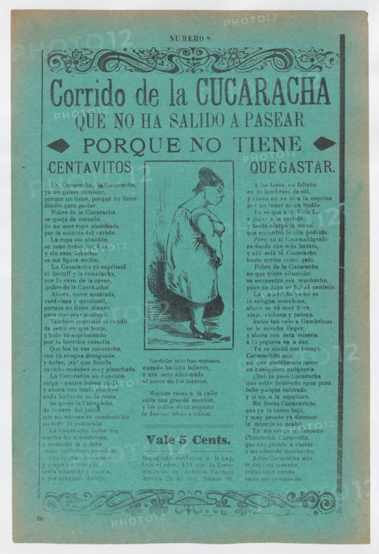 Broadsheet with a ballad about camp life hardships for women, profile of a woman looking downcast wearing a slip and heels, ca. 1918 (published).