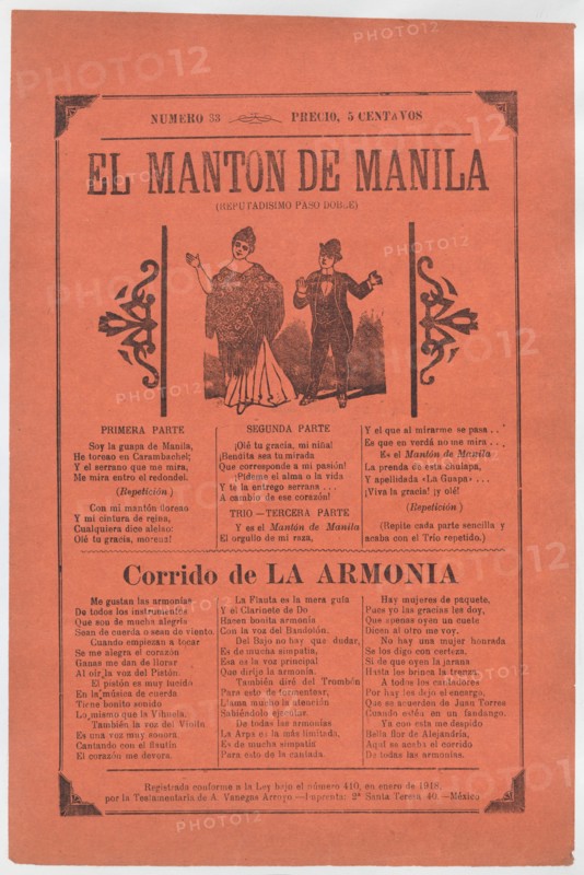 Broadsheet with songs for a two-step dance, a couple dancing, ca. 1918 (published).