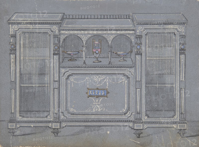 Cabinet Design with a Porcelain Plaque, 19th century.