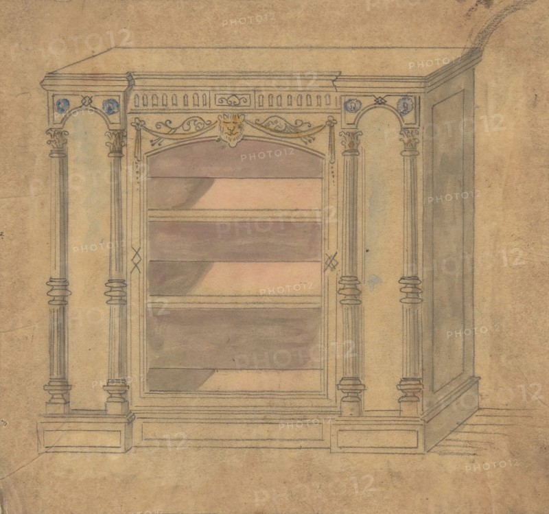 Cabinet Design with Central Shelves, 19th century.