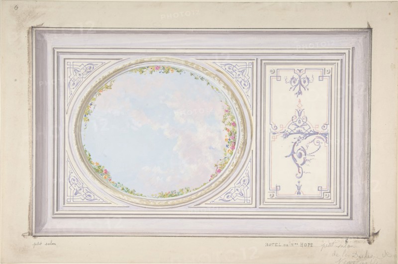 Ceiling Design for the "Petit Salon" of the Duchess of Newcastle, Hôtel Hope, ca. 1867.