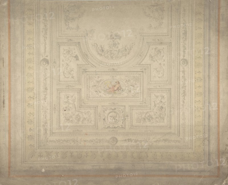 Ceiling Design with Nymph on Dolphin, 19th century.